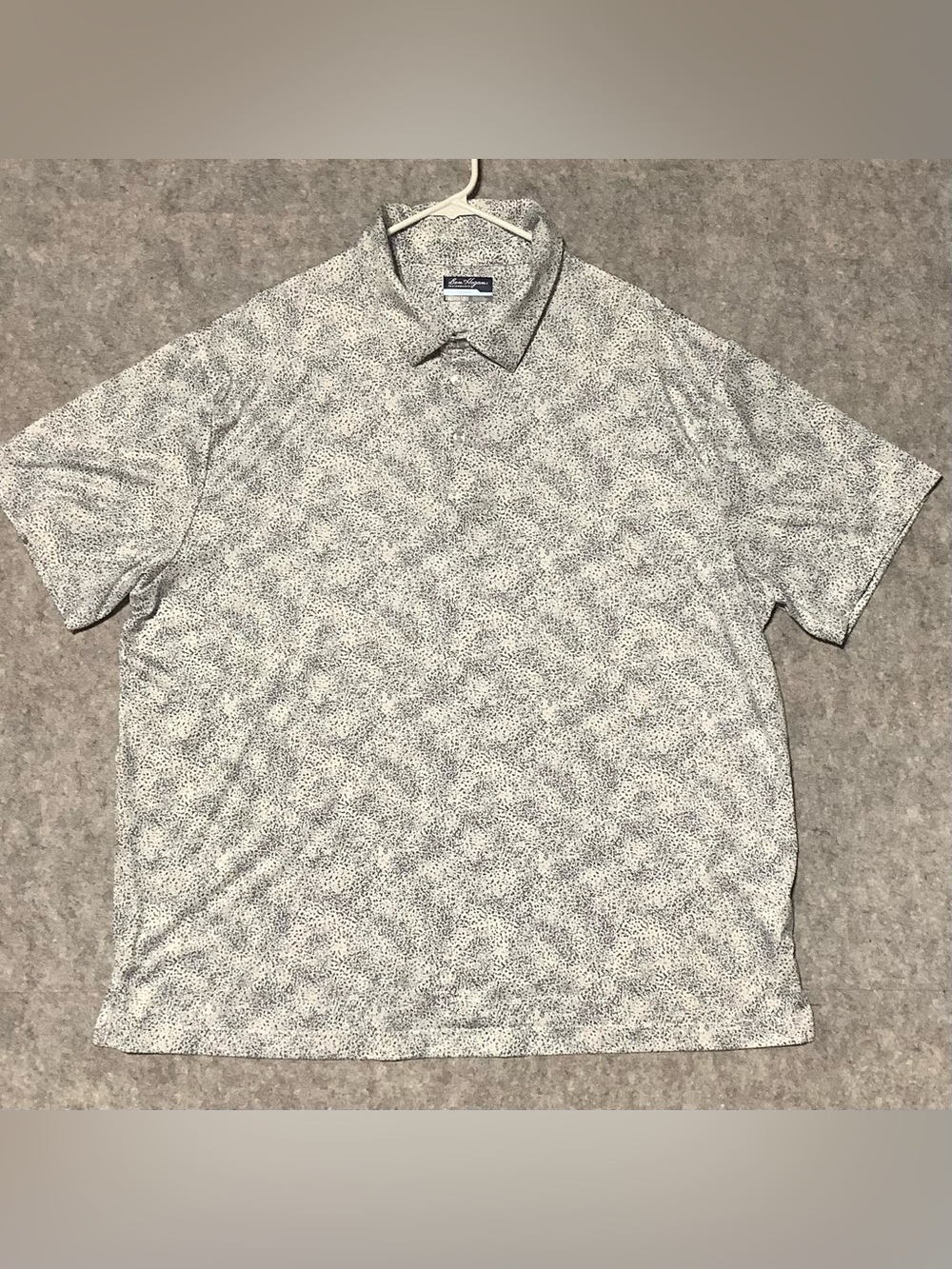 Hogan Men’s Golf Short-Sleeve Polo — White with Black Microdot Print